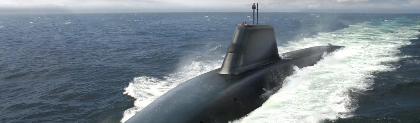 K Royal Navy submarine on the surface, showcasing the impact of the historic Unity agreement—securing national defence, driving innovation, and strengthening global alliances through Rolls-Royce Submarines’ strategic partnership with global law firm Hogan Lovells.